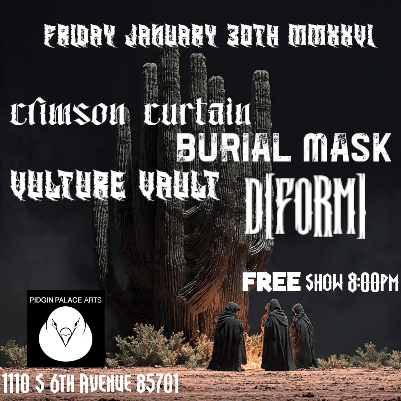 Crimson Curtain, Burial Mask, Vulture Vault, D[Form]